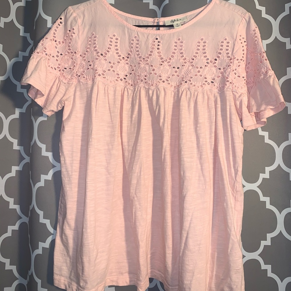 Pink eyelet designed blouse